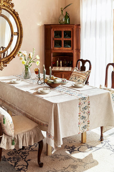 Spring Flower Table Covers for Round Table, Large Modern Rectangle Tablecloth for Dining Table, Farmhouse Table Cloth for Oval Table, Square Tablecloth for Kitchen-LargePaintingArt.com