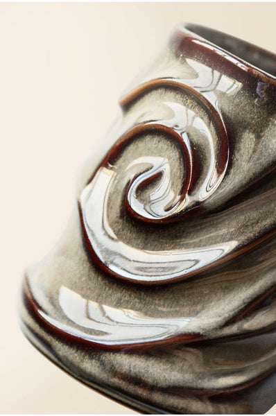 Brown Ceramic Coffee Mug, Stoneware Coffee Mugs, Large Capacity Coffee Cups, Large Handmade Pottery Coffee Mug-LargePaintingArt.com