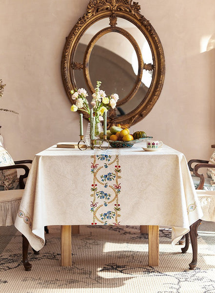 Spring Flower Table Covers for Round Table, Large Modern Rectangle Tablecloth for Dining Table, Farmhouse Table Cloth for Oval Table, Square Tablecloth for Kitchen-LargePaintingArt.com