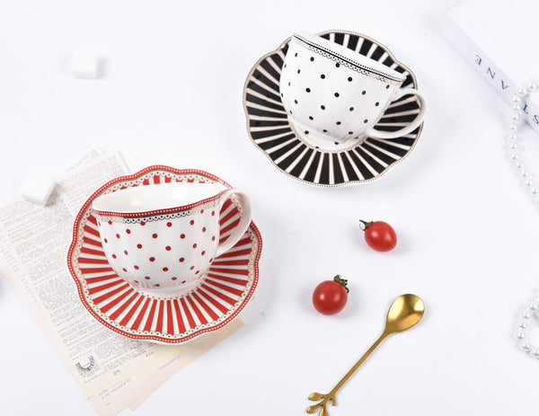 Elegant Modern Ceramic Coffee Cups, Creative Bone China Porcelain Tea Cup Set, Unique Porcelain Cup and Saucer, Afternoon British Tea Cups-LargePaintingArt.com