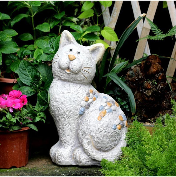 Large Lovely Cat Statue for Garden Courtyard Ornament, Animal Statue, Villa Outdoor Decor Gardening Ideas-LargePaintingArt.com