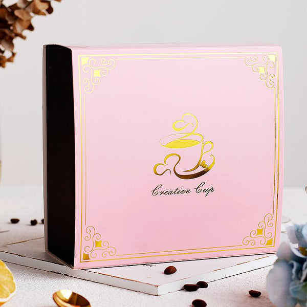 Cappuccinos Coffee Cups with Gold Trim and Gift Box, British Tea Cups, Elegant Porcelain Coffee Cups, Tea Cups and Saucers-LargePaintingArt.com