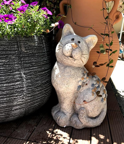Large Lovely Cat Statue for Garden Courtyard Ornament, Animal Statue, Villa Outdoor Decor Gardening Ideas-LargePaintingArt.com