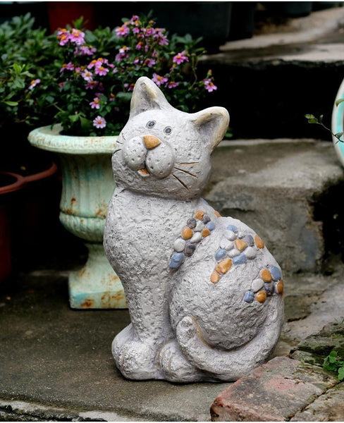 Large Lovely Cat Statue for Garden Courtyard Ornament, Animal Statue, Villa Outdoor Decor Gardening Ideas-LargePaintingArt.com