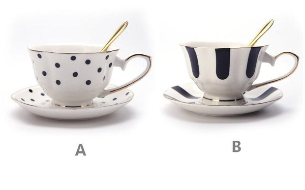 Elegant Ceramic Coffee Cups, Beautiful British Tea Cups, Unique Porcelain Cup and Saucer, Creative Bone China Porcelain Tea Cup Set-LargePaintingArt.com
