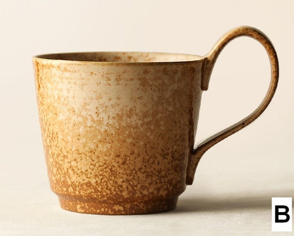 Large Modern Handmade Pottery Coffee Cup, Creative Brown Green Blue Ceramic Coffee Mugs, Large Unique Tea Cup, Large Capacity Coffee Cups-LargePaintingArt.com