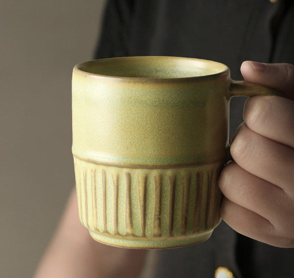 Elegant Porcelain Coffee Cups, Large Capacity Coffee Cup, Handmade Ceramic Coffee Mug, Large Pottery Coffee Cup, Large Tea Cup-LargePaintingArt.com