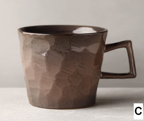 Large Capacity Coffee Cups, Modern Handmade Pottery Coffee Cup, Large Unique Tea Cup, Creative Brown White Black Blue Ceramic Coffee Mugs-LargePaintingArt.com