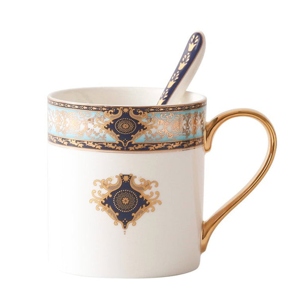 Elegant Ceramic Coffee Mug, Beautiful British Tea Cups, Large Royal Bone China Porcelain Mug, Large Capacity Ceramic Mugs for Office-LargePaintingArt.com