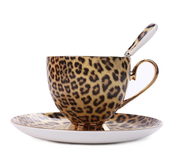 Unique Ceramic Coffee Cups and Saucers, Creative Ceramic Coffee Cups, Beautiful British Tea Cups, Creative Bone China Porcelain Tea Cup Set-LargePaintingArt.com