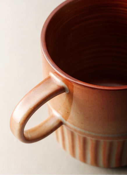 Elegant Porcelain Coffee Cups, Large Capacity Coffee Cup, Handmade Ceramic Coffee Mug, Large Pottery Coffee Cup, Large Tea Cup-LargePaintingArt.com