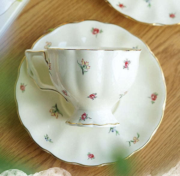 Bone China Porcelain Tea Cup Set, Beautiful British Tea Cups, Traditional English Tea Cups and Saucers, Unique Ceramic Coffee Cups-LargePaintingArt.com