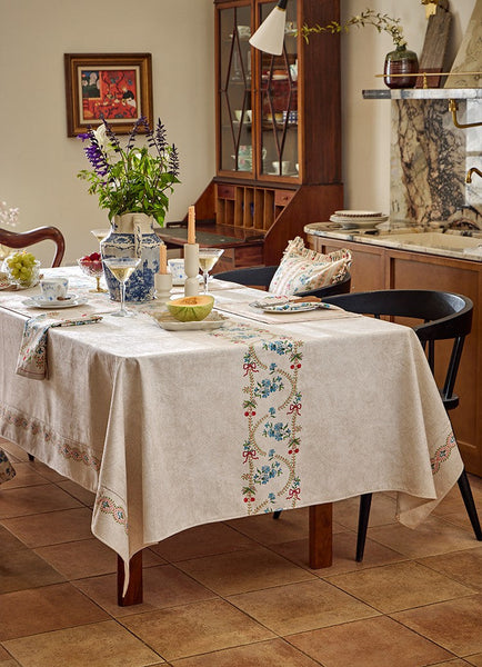 Spring Flower Table Covers for Round Table, Large Modern Rectangle Tablecloth for Dining Table, Farmhouse Table Cloth for Oval Table, Square Tablecloth for Kitchen-LargePaintingArt.com