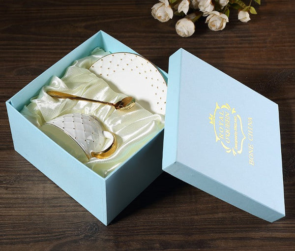 Elegant Ceramic Tea Cups, Unique Tea Cups and Saucers in Gift Box as Birthday Gift, Beautiful British Tea Cups, Creative Bone China Porcelain Tea Cup Set-LargePaintingArt.com