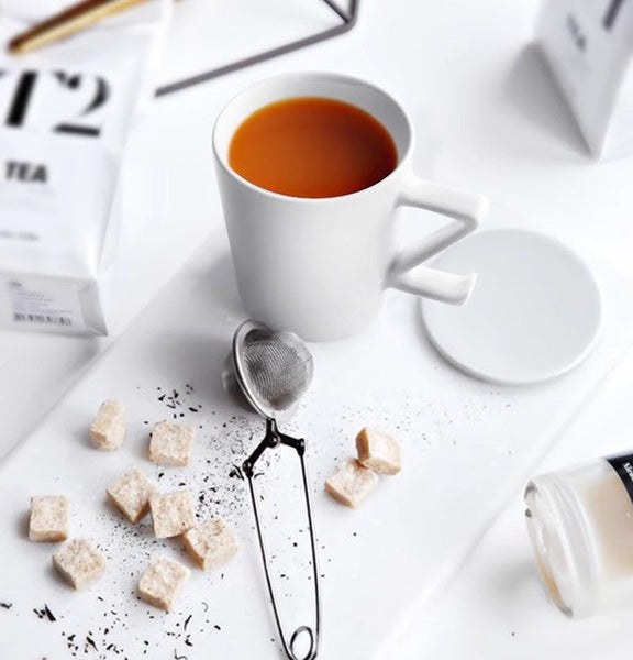 Modern Handmade Pottery Coffee Cup, Creative White Ceramic Coffee Mugs, Large Unique Tea Cup, Large Capacity Coffee Cups-LargePaintingArt.com