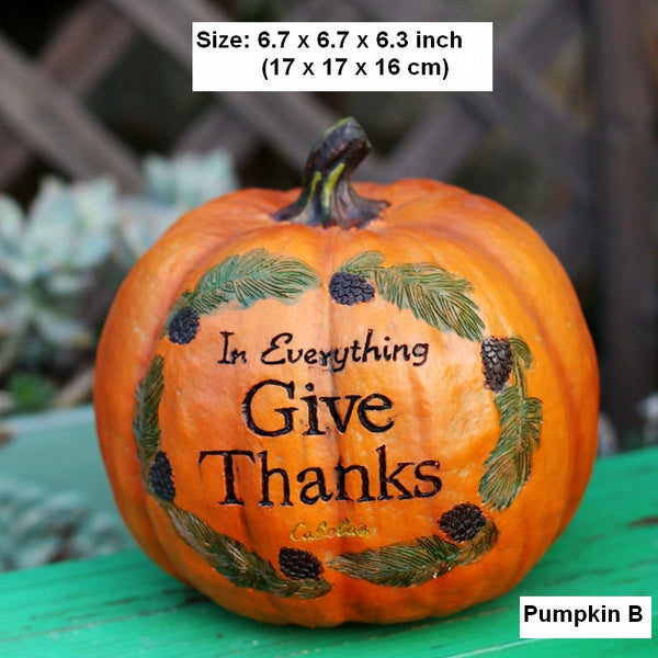 Large Thanksgiving Pumpkins for Garden Ornaments, Cute Resin Pumpkins for Garden Courtyard Ornament, Villa Outdoor Decor Gardening Ideas-LargePaintingArt.com