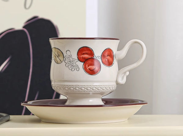 Elegant Ceramic Cups, Creative Coffee Cup and Saucer, Creative Porcelain Tea Cup Set, Beautiful British Tea Cups for Afternoon Tea-LargePaintingArt.com