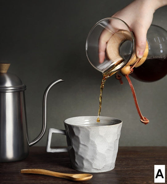 Modern Handmade Pottery Coffee Cup, Creative Brown White Black Blue Ceramic Coffee Mugs, Large Unique Tea Cup, Large Capacity Coffee Cups-LargePaintingArt.com
