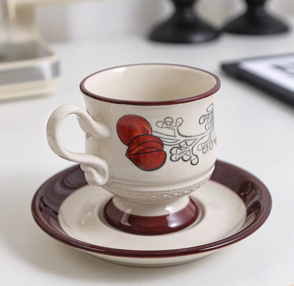 Elegant Ceramic Cups, Creative Coffee Cup and Saucer, Creative Porcelain Tea Cup Set, Beautiful British Tea Cups for Afternoon Tea-LargePaintingArt.com