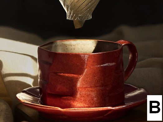 Unique Tea Cup and Saucer, Modern Handmade Pottery Coffee Cup, Creative Ceramic Coffee Cup with Saucer, Tea Cup Set for Afternoon Tea-LargePaintingArt.com