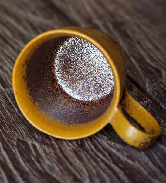 Modern Handmade Pottery Coffee Cup, Creative Brown Green Blue Ceramic Coffee Mugs, Large Unique Tea Cup, Large Capacity Coffee Cups-LargePaintingArt.com