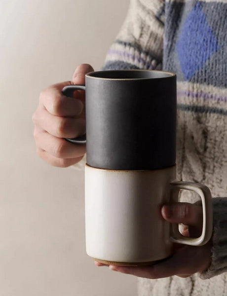 Modern Handmade Pottery Coffee Cup, Large Capacity Coffee Mugs, Unique Tea Cup, Creative White Black Ceramic Coffee Mugs-LargePaintingArt.com