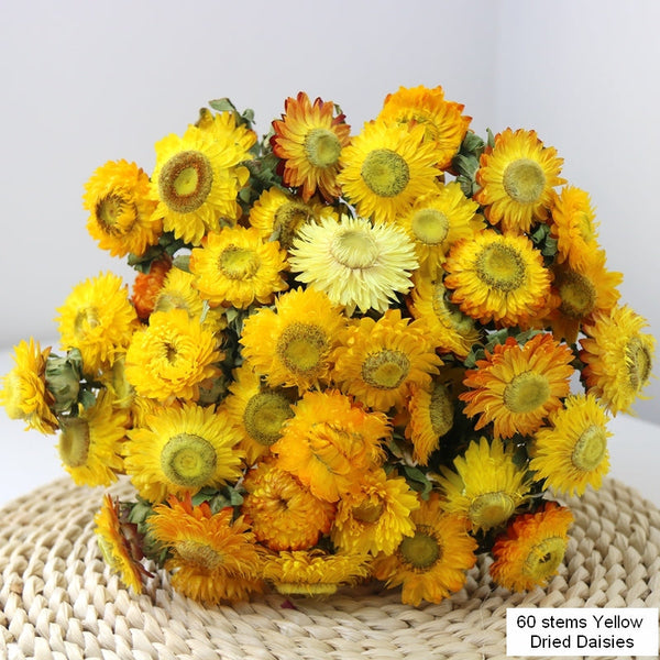 Natural Decorations, A Bunch of Dried Daisy Flowers, Flower Arrangements, Natural Dried Yellow Daisy Flowers, Handmade Artificial Flowers for Home Decor-LargePaintingArt.com