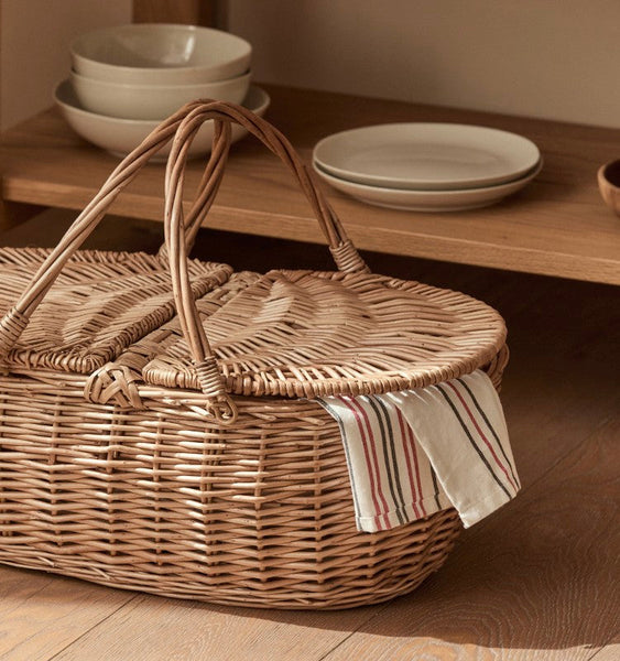 Extra Large Picnic Food Basket with Handle, Kitchen Storage Baskets, Natural Hand-woven Wicker Storage Basket, Lovely Willow Weaving Baskets for Vegetable, Natural Fruit Basket-LargePaintingArt.com