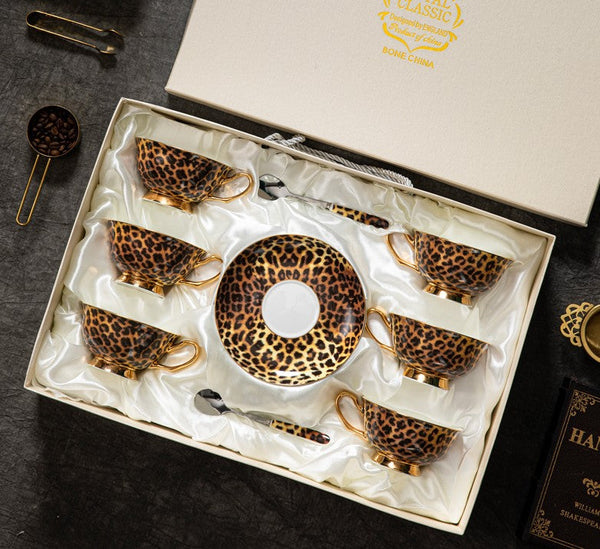 Modern Ceramic Cups, Creative Bone China Porcelain Tea Cup Set, Elegant Ceramic Coffee Cups, Unique Tea Cups and Saucers in Gift Box-LargePaintingArt.com