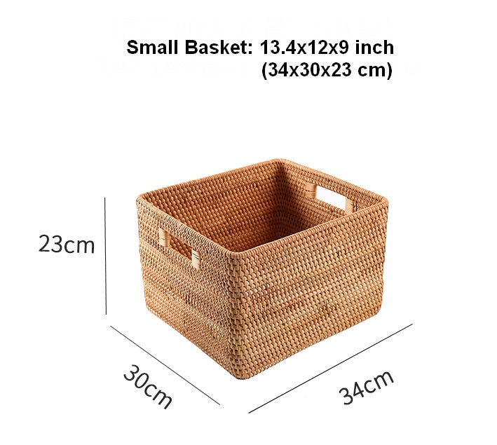Rectangular Storage Baskets for Pantry, Small Rattan Kitchen Storage B –  Paintingforhome