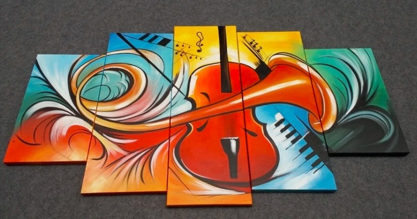 Painting Samples of Violin Music Art, Canvas Art Painting, Large Wall Art Ideas, Large Painting for Dining Room, Yellow Contemporary Acrylic Art, Buy Large Paintings Online