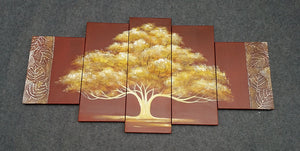 Painting Samples of Tree of Life Painting, 5 Piece Canvas Painting, Big Tree Painting， Dining Room Abstract Paintings, Buy Art Online, Large Acrylic Canvas Paintings