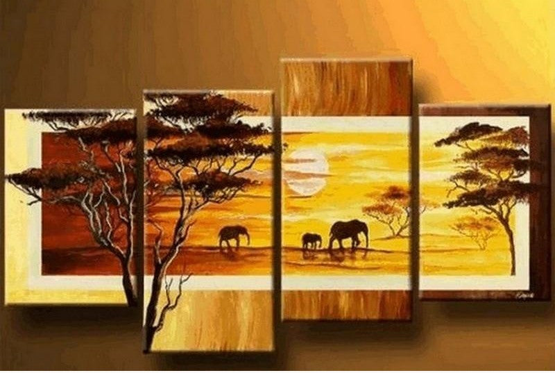 African Painting Sunset Painting, Animal Painting, African Paintings, Landscape Canvas Paintings, Extra Large Wall Art Paintings, Paintings for Living Room