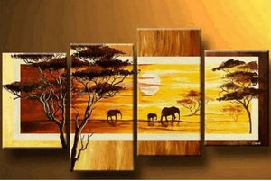 African Painting Sunset Painting, Animal Painting, African Paintings, Landscape Canvas Paintings, Extra Large Wall Art Paintings, Paintings for Living Room