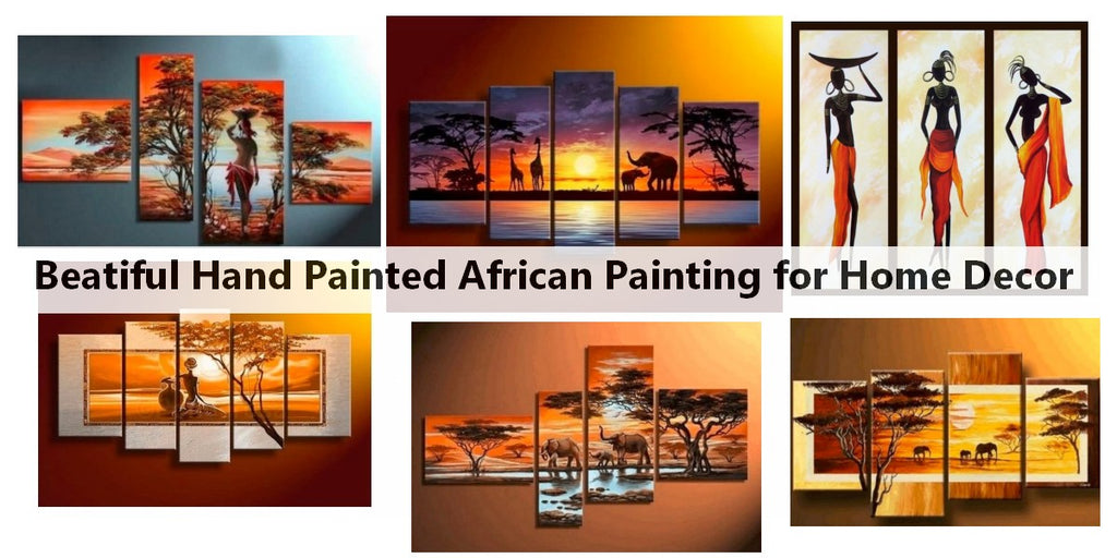 African Paintings, African Woman Painting, Large Paintings for Living Room, Simple Landscape Painting Ideas, African Landscape Painting, Acrylic African Wall Art Paintings