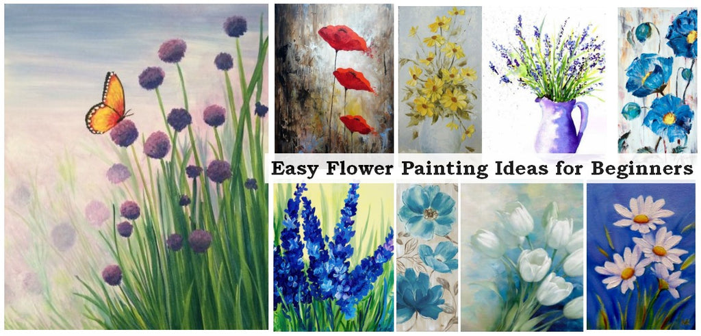 Easy Flower Painting Ideas for Beginners, Simple Flower Canvas Paintings, Easy Acrylic Flower Painting Ideas, Easy Abstract Floral Art for Kids