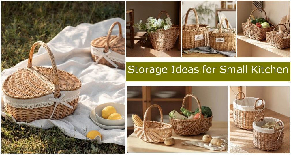 Storage Baskets for Kitchen, Storage Baskets for Shelves, Storage Ideas for Small Kitchen, Wicker Storage Basket with Handle, Picnic Baskets for Fruit, Storage Baskets for Pantry