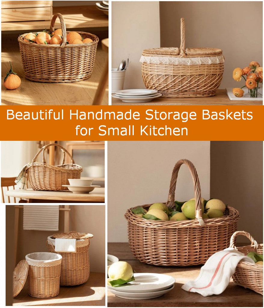Storage Ideas for Small Kitchen, Storage Baskets for Kitchen, Storage Baskets for Shelves, Wicker Storage Basket with Handle, Picnic Baskets for Fruit, Storage Baskets for Pantry