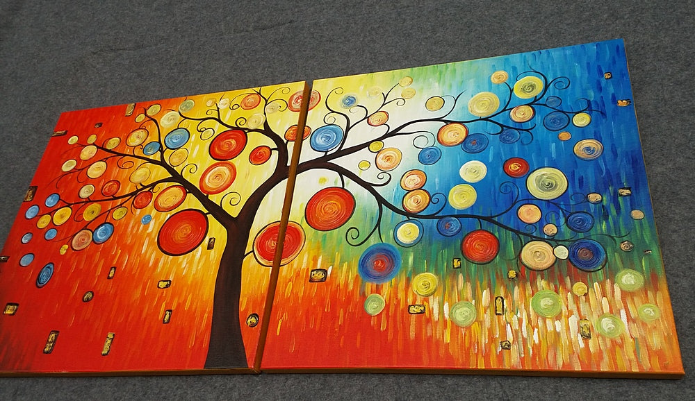 Painting Samples of Colorful Tree Painting, Tree of Life Painting, Hand Painted Canvas Paintings, Heavy Texture Paintings, Palette Knife Painting, Modern Acrylic Painting