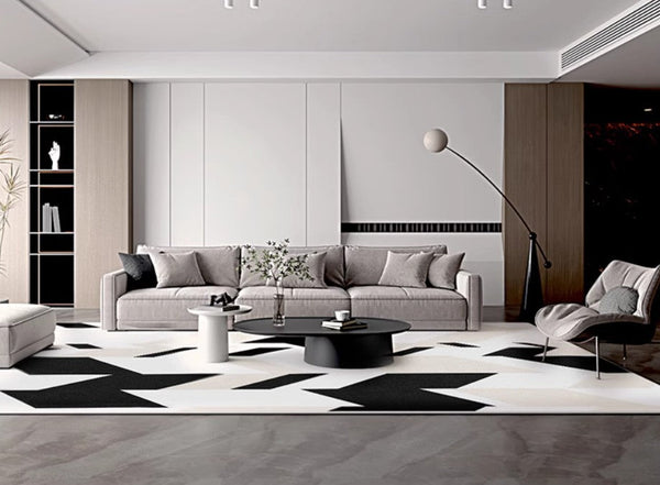 Large Modern Living Room Rugs, Geometric Modern Rugs for Dining Room, Abstract Contemporary Area Rugs for Bedroom-LargePaintingArt.com