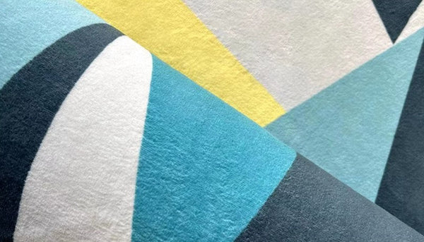 Blue Modern Rugs under Dining Room Table, Geometric Carpets for Living Room, Contemporary Modern Rugs Next to Bed-LargePaintingArt.com