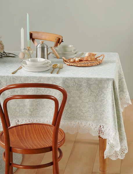 Dining Room Flower Pattern Table Cloths, Farmhouse Table Cloth, Wedding Tablecloth, Square Tablecloth for Round Table, Cotton Rectangular Table Covers for Kitchen-LargePaintingArt.com