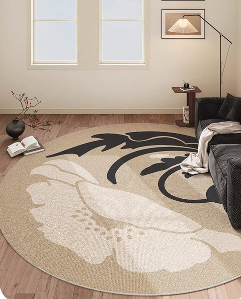 Bathroom Modern Round Rugs, Circular Modern Rugs under Coffee Table, Round Modern Rugs in Living Room, Round Contemporary Modern Rugs for Bedroom-LargePaintingArt.com