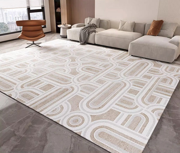 Abstract Large Modern Rugs for Bedroom, Living Room Abstract Gray Contemporary Modern Rugs, Geometric Modern Rug Placement Ideas for Dining Room-LargePaintingArt.com