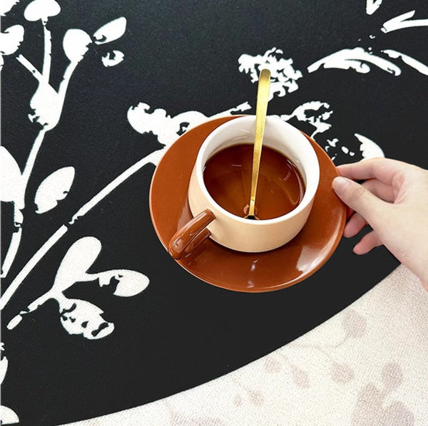 Contemporary Round Rugs for Dining Room, Flower Pattern Round Carpets under Coffee Table, Circular Modern Rugs for Living Room, Modern Area Rugs for Bedroom-LargePaintingArt.com