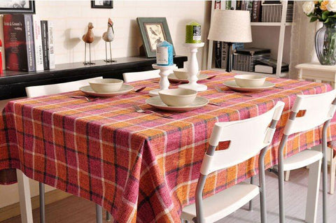 Roseo Checked Linen Tablecloth, Rustic Home Decor , Checkerboard Tablecloth, Table Cover-LargePaintingArt.com