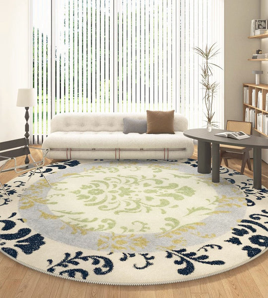 Modern Area Rugs under Coffee Table, Modern Rugs for Dining Room, Abstract Contemporary Round Rugs under Sofa, Geometric Modern Rugs for Bedroom-LargePaintingArt.com
