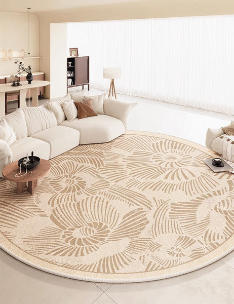 Dining Room Contemporary Round Rugs, Modern Rug Ideas for Living Room, Bedroom Modern Round Rugs, Circular Modern Rugs under Chairs-LargePaintingArt.com