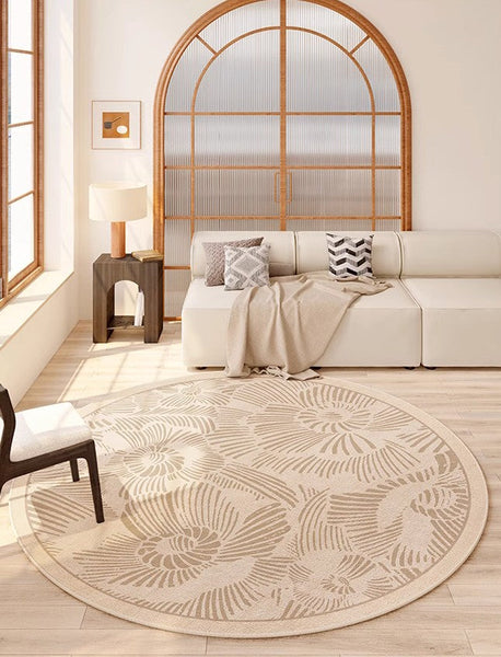 Dining Room Contemporary Round Rugs, Modern Rug Ideas for Living Room, Bedroom Modern Round Rugs, Circular Modern Rugs under Chairs-LargePaintingArt.com