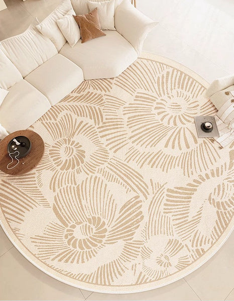 Dining Room Contemporary Round Rugs, Modern Rug Ideas for Living Room, Bedroom Modern Round Rugs, Circular Modern Rugs under Chairs-LargePaintingArt.com